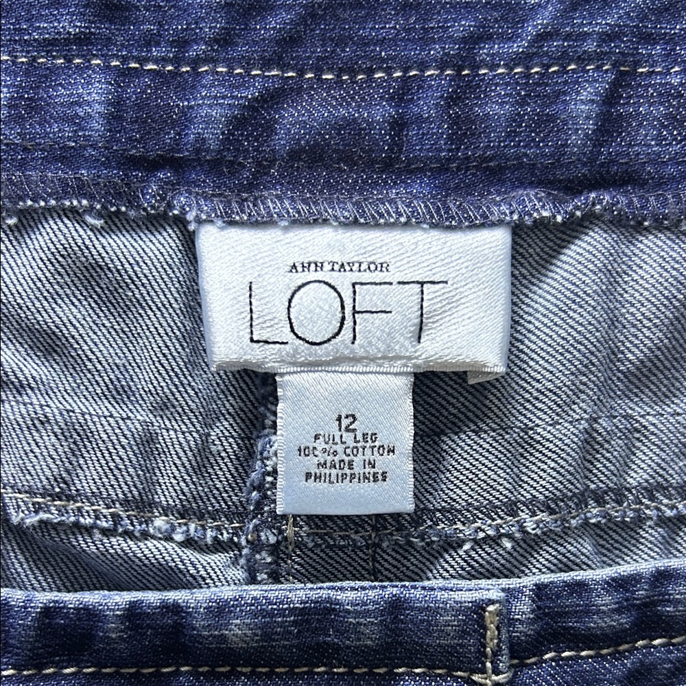 LOFT Light Blue Denim Extra-wide Leg Jeans with Suspenders - Picture 2 of 10